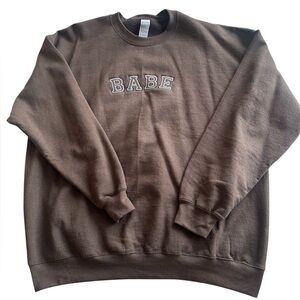 BABE‎ women’s brown crewneck embroidered sweatshirt XL NWOT